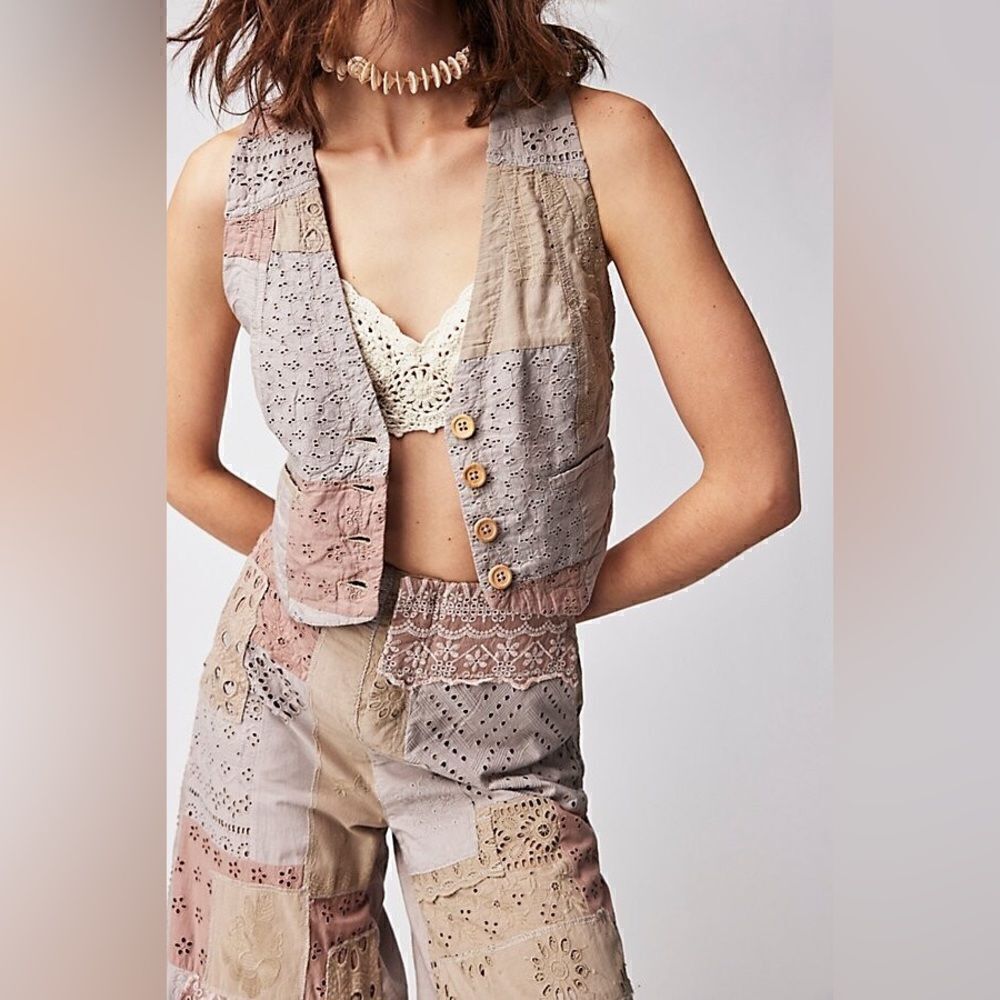 Free People Sweet And Salty Vest Suit Set/  size 6 - Picture 3 of 11